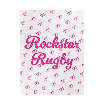 Pink Rugby Hearts Plush Blanket