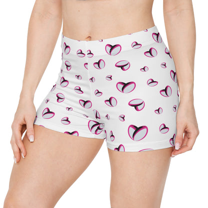 Rockstar Rugby Women's Stretchy Shorts (White - Heart Logo)