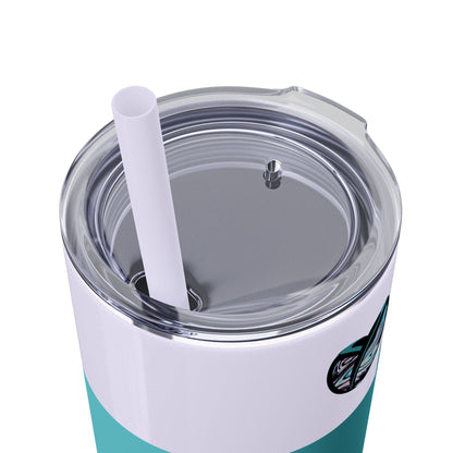 Glitter Aqua Skinny Tumbler with Straw, 20oz