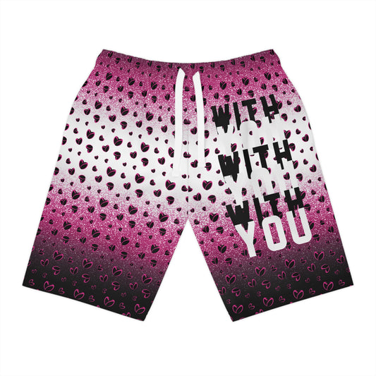 Pink Stardust & <3's Athletic Long Shorts