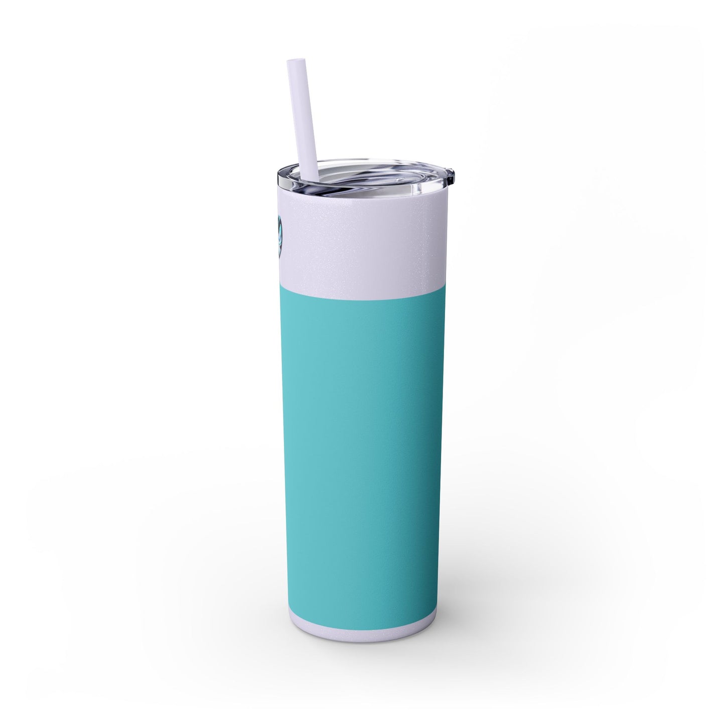 Glitter Aqua Skinny Tumbler with Straw, 20oz