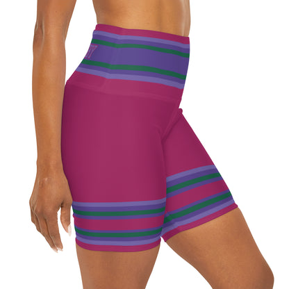 Raspberry Soda High Waisted Polyester/Spandex Shorts