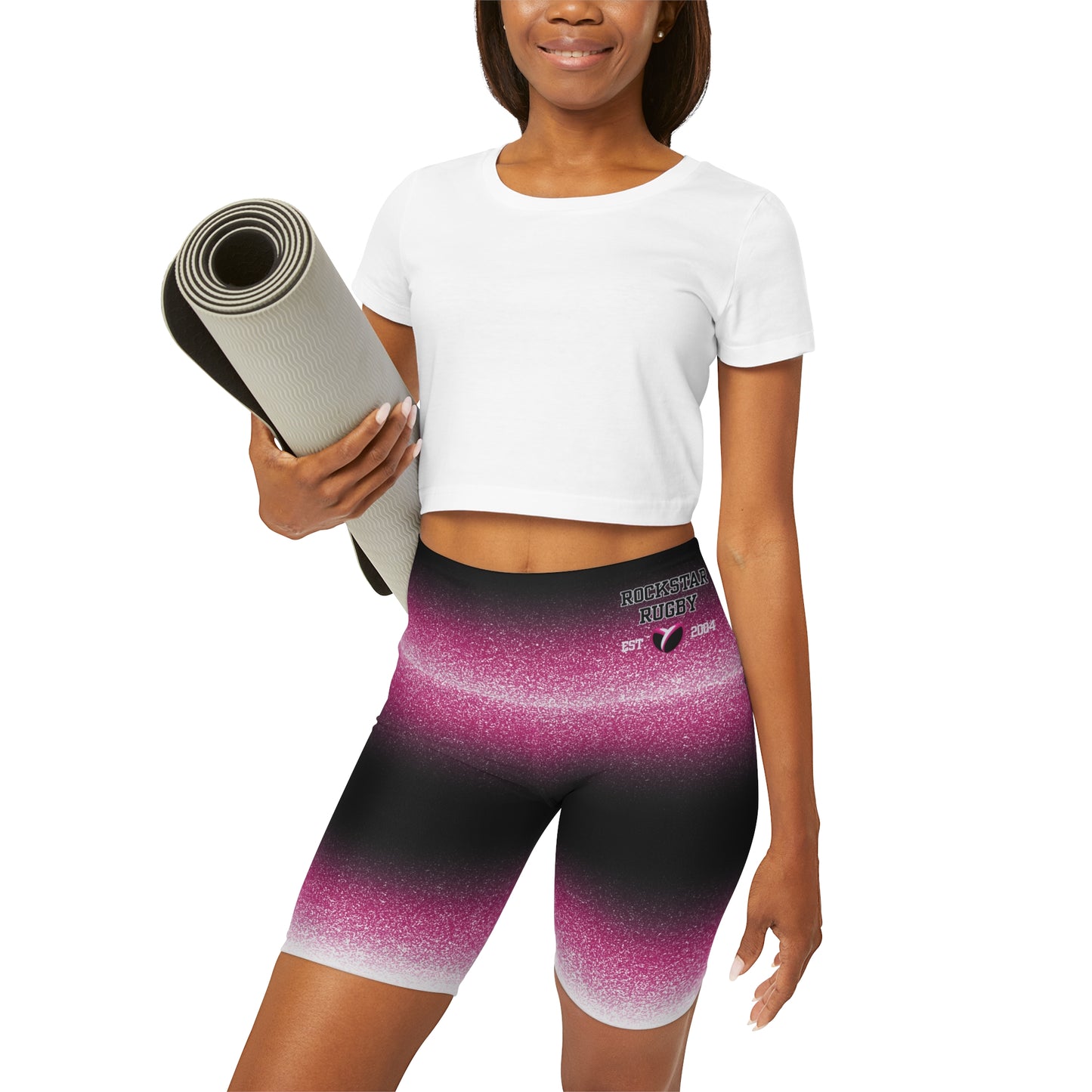 Pink Stardust High Waisted Polyester/Spandex Shorts