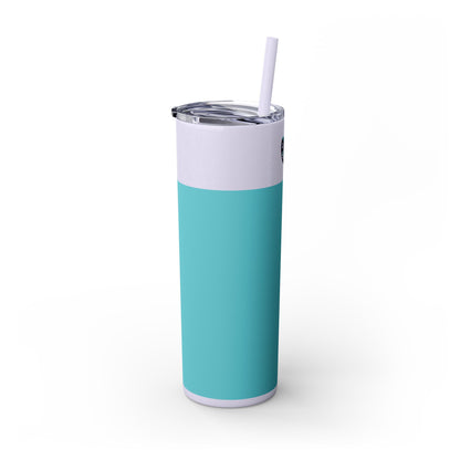 Glitter Aqua Skinny Tumbler with Straw, 20oz